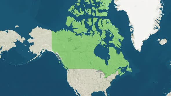 Zoom in to the Map of Canada with Text Textless and with Flag