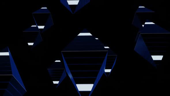 Flashing Dark Pyramids Floating In Space 02