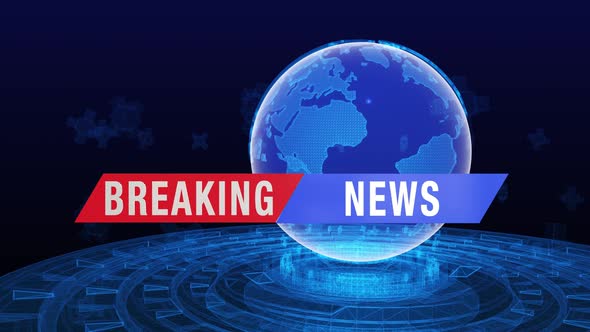 Breaking News Banner In Front Of A Digital Globe Network A27, Motion ...