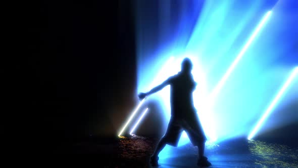 3D Animation  Silhouette Hip Hop Dancer In Lighting Stage alt