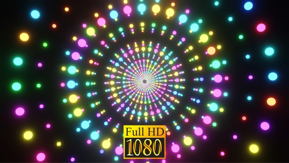 Ring Tunnel Of Neon Balls With  Rotation HD alt