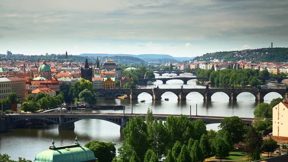 TIME LAPSE - Beautiful cityscape of Prague, Czech Republic, wide shot zoom in alt