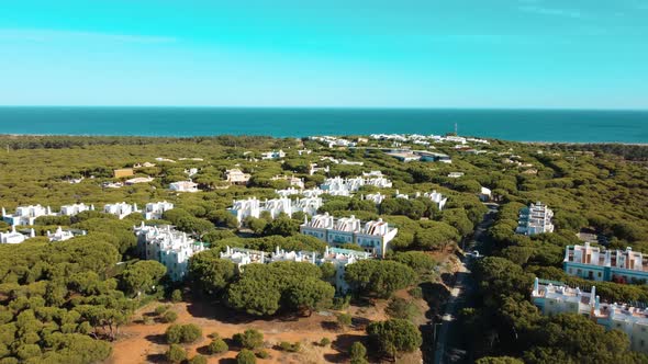 Luxurious Country Residence Among Lush Trees At Praia Verde In Algarve, Portugal. - Aerial Drone alt