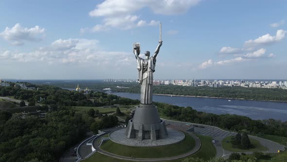 Kyiv, Ukraine: Aerial View of the Motherland Monument. alt