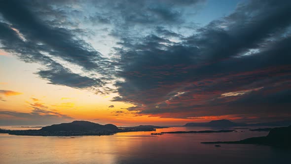 Alesund, Norway Amazing Natural Bright Dramatic Sky In Warm Colours