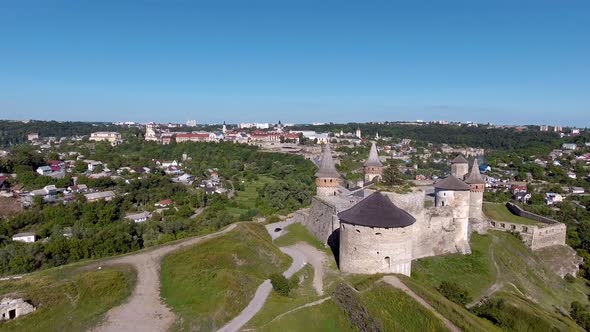 Panoramic aerial shot history castle