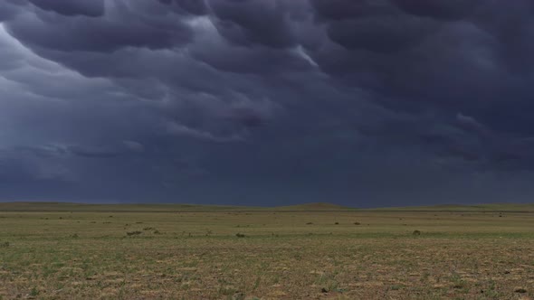 Mammatus Clouds Over Steppe Timelapse alt