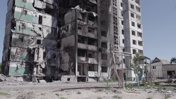 Borodyanka Ukraine  a Destroyed Building During the War Bucha District alt