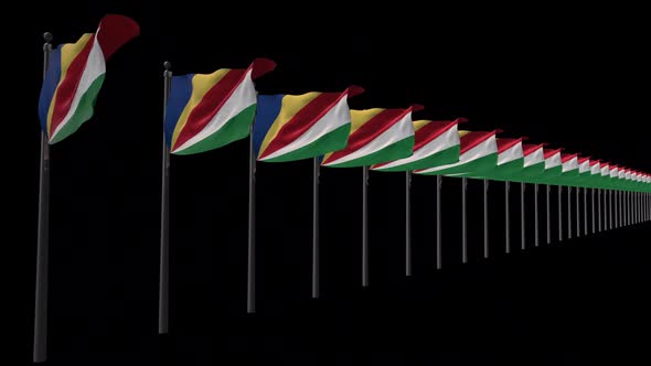 Row Of Seychelles Flags With Alpha 2K alt