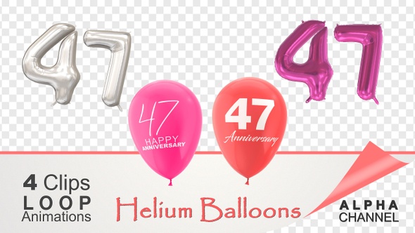 47 Anniversary Celebration Helium Balloons Pack