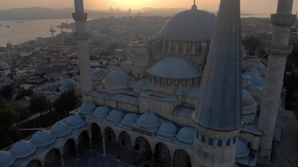 Aerial view of Suleymaniye Mosque in Fatih, Istanbul, Turkey