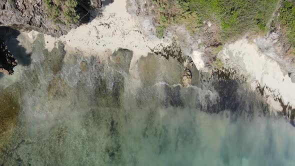 Vertical Video of the Ocean Near the Coast of Zanzibar Tanzania Aerial View alt