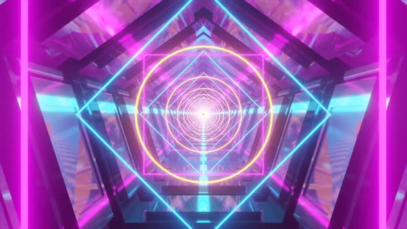 Abstract seamless geometric background. Glowing neon tunnel. alt