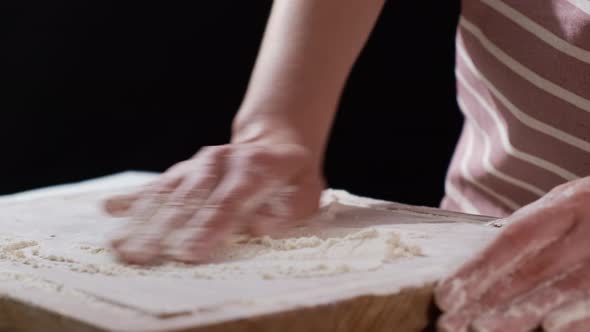 Lady Sprinkles White Flour on Board for Making Tasty Pastry alt