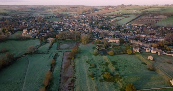 Chipping Campden Historic English Village Cotswolds Gloucestershire Aerial View Colour Graded