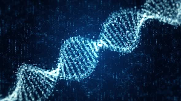 DNA Storage or Data Storage concept with numeric representation of dna structure over binary code alt