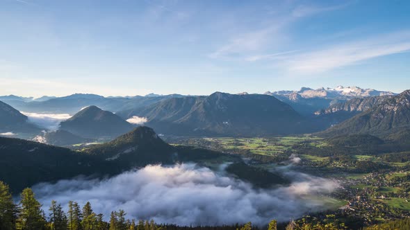 Time Lapse of Mountains and Valleys in Austria in the Morning