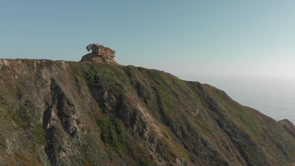Aerial Fly By of WWII Devil’s Slide Bunker on California Coast Highway One alt