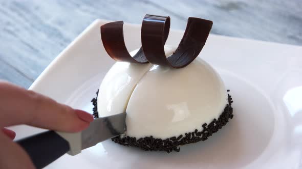 Mousse Hemispherical Cake with Vanilla Flavor alt