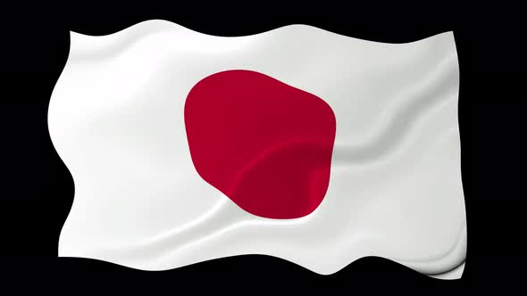 Japan Flag Wave Motion Black Background