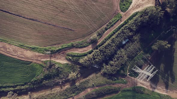 Top Shot Green Fields River Bank Powerlines