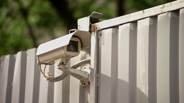 security camera. scanning the territory for security purposes. safety, technology. CCTV camera. alt