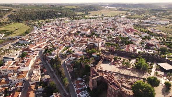 Moorish Castle in Civil Parish of Silves enclosed by Algarve green Landscape alt