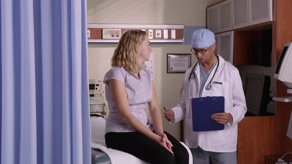 Woman at doctor's office gets checkup