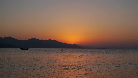 Dawn On The Shore Of The Aegean Sea Coast Of Turkey