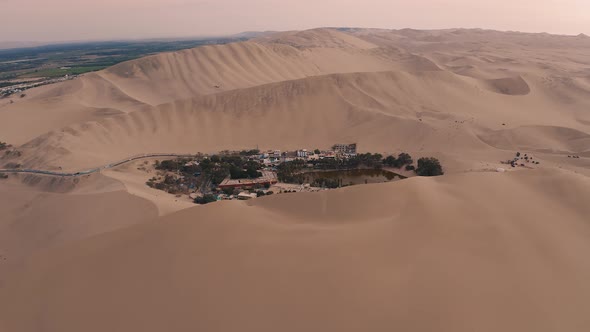 Huacachina an oasis in the desert in Ica in Peru 4K