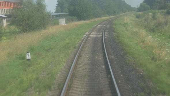 High Speed Train in Motion on Railroad