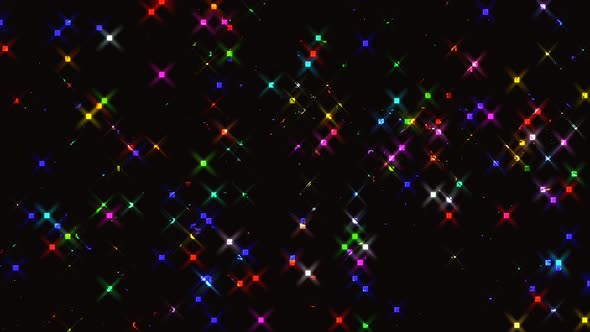 Abstract shining bright dots make glitter dots moving, colorful, on black background alt