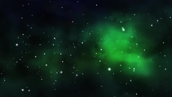 Space Background With Green and Teal Nebula And Stars, Motion Graphics