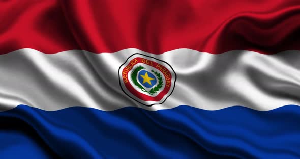 Realistic flag of Paraguay, Seamless looping with highly detailed fabric texture alt