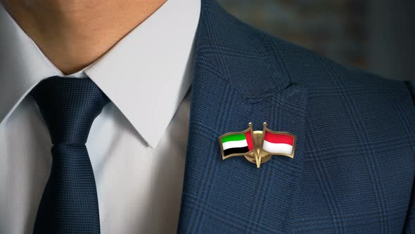 Businessman Friend Flags Pin United Arab Emirates Indonesia alt