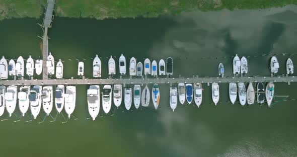Panoramic High Angle Drone View of the Beautiful Marina in Beach Boats Piers alt