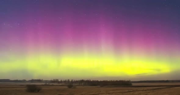 4k timelapse of Northern lights - aurora borealis in Lithuania, Europe alt
