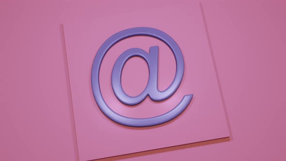 3D render, animation of email icon on pink background.