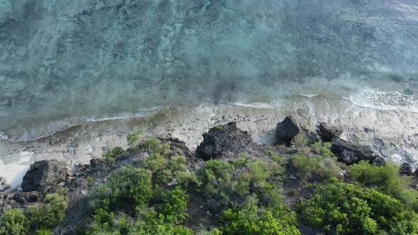 Zanzibar Tanzania  Aerial View of the Ocean Near the Shore of the Island Slow Motion alt