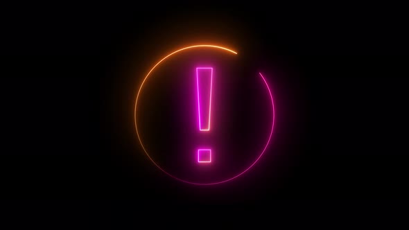 Glowing exclamation sign with neon light. glowing neon sign on black. Vd 11 alt