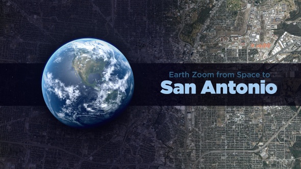 San Antonio (Texas, USA) Earth Zoom to the City from Space