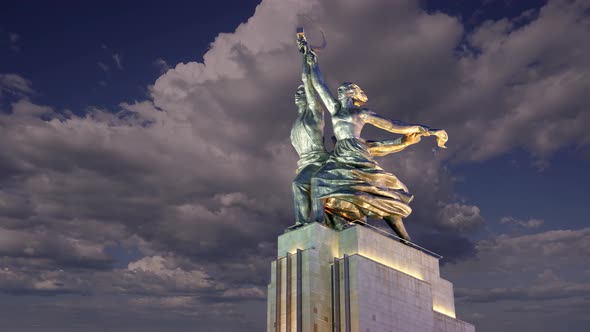 Famous soviet monument Rabochiy i Kolkhoznitsa, Moscow, Russia. Made of in 1937