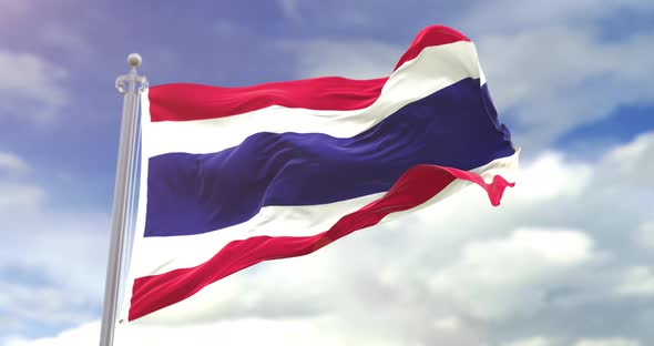 Realistic Thailand Flag Slow Motion 4K alt