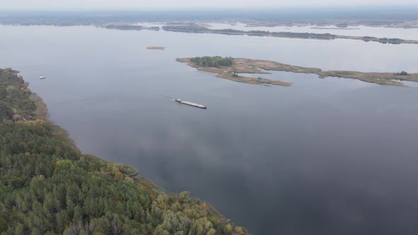 Aerial View of the Dnipro River - the Main River of Ukraine alt