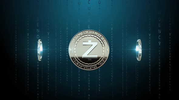 Set 5-10 Rotating ZCASH Cryptocurrency Background 4K