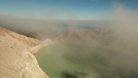 Volcanic Crater Where Sulfur is Mined alt