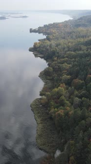 Vertical Video Aerial View of the Dnipro River  the Main River of Ukraine alt
