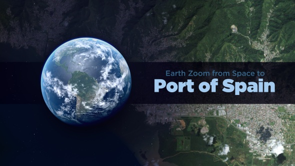 Port of Spain (Trinidad and Tobago) Earth Zoom to the City from Space