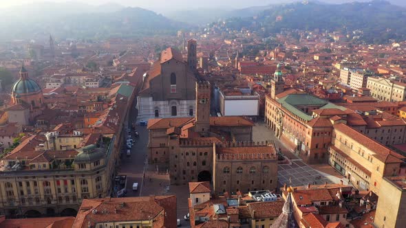 Aerial view around of the city of Bologna, Italy