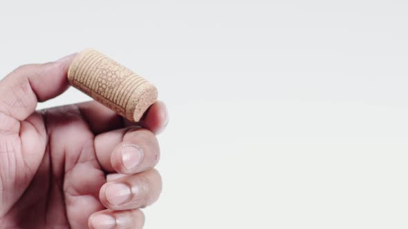Hand Holds Wine Bottle Cork  alt